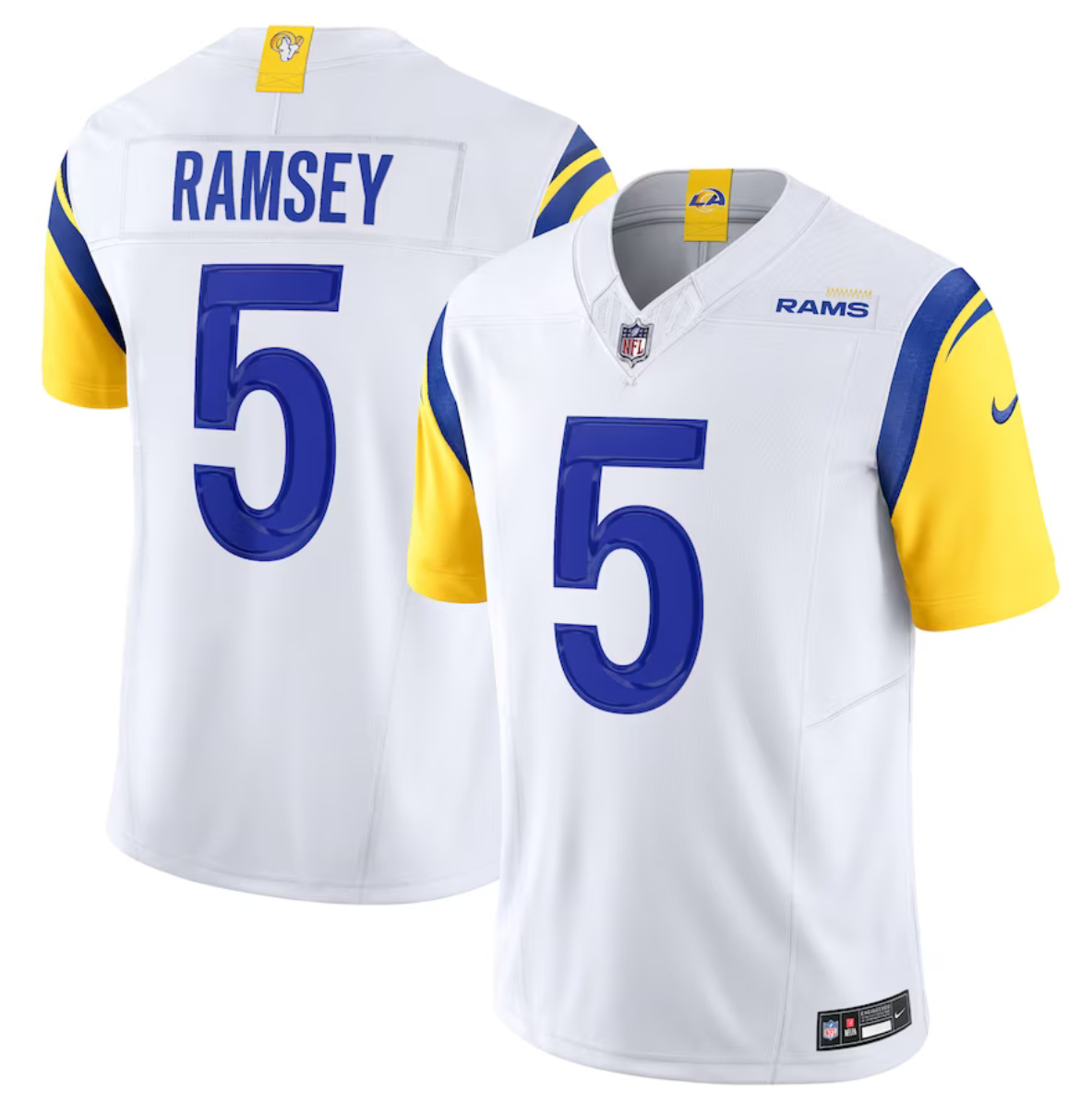 Men's Los Angeles Rams #5 Jalen Ramsey White 2023 F.U.S.E. Vapor Untouchable Limited Stitched Football Jersey